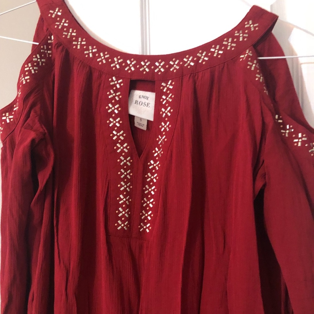 NWT Knox Rose tomato red hi-low crinkle dress